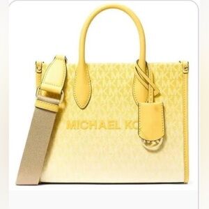 NWT Michael Kors Mirella Daisy Yellow Ombré Satchel with Detachable Strap